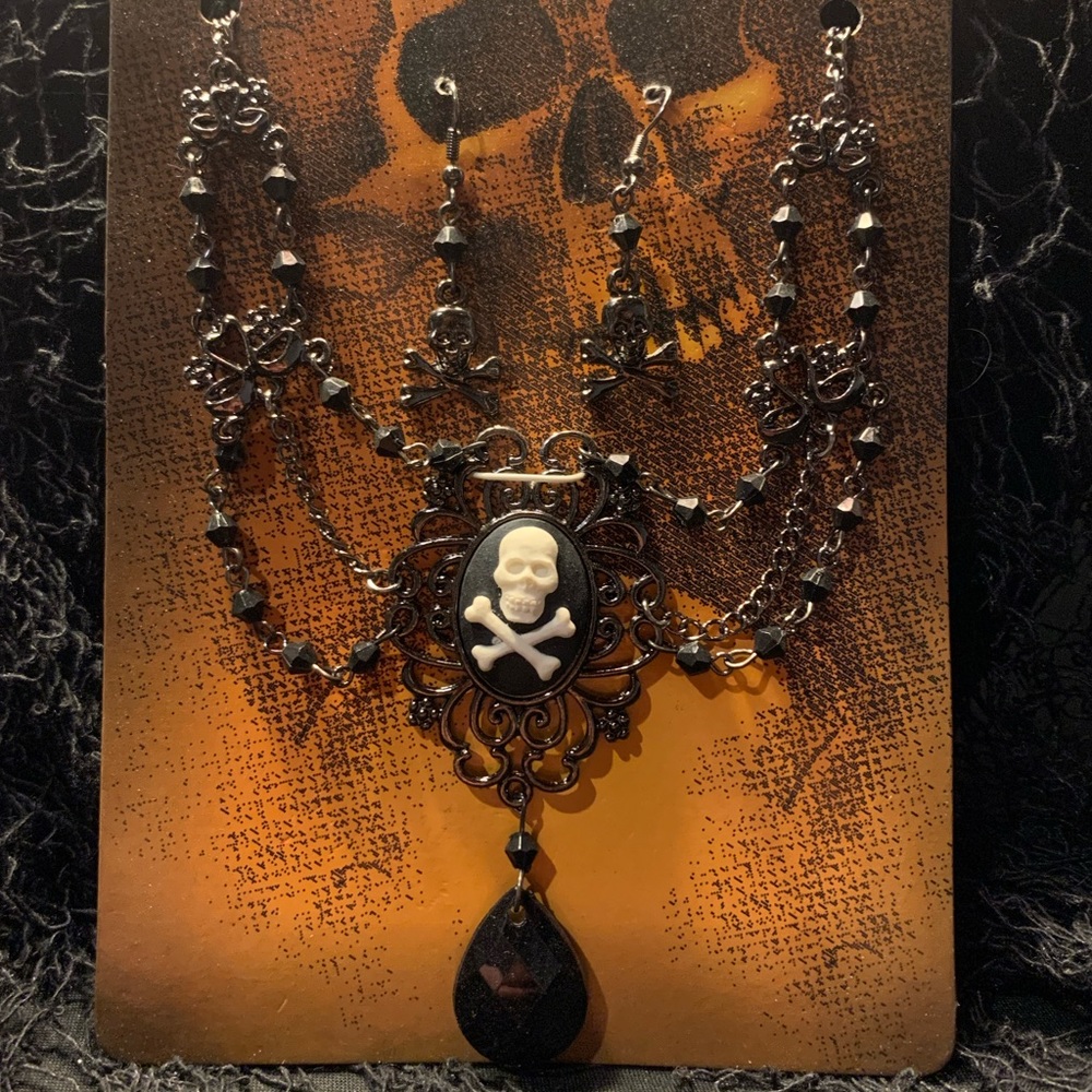New Skull and Crossbones Necklace & Earrings ☠️